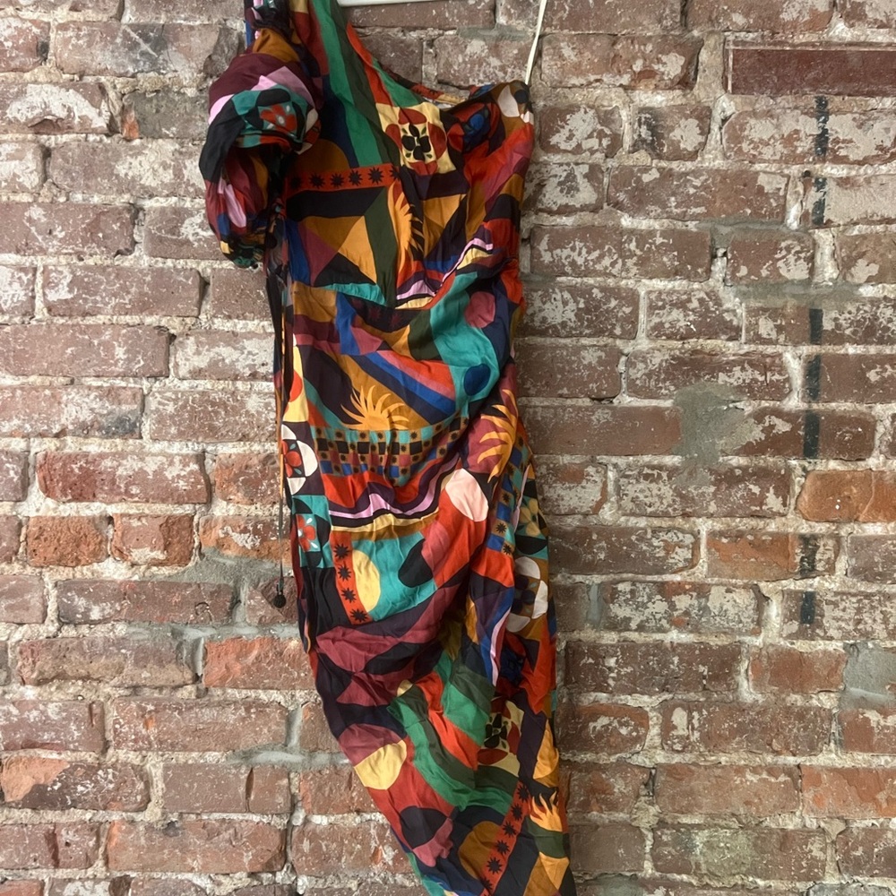 Farm Rio Geometric Print One-Shoulder Dress